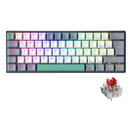 Teclado Gamer Mecánico Machenike K500-b61 Rgb Switch Rojo Red Switch Español
