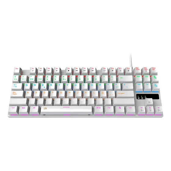 Teclado Gamer Mecánico Switch Blue Español Rgb Usb Teclado Blanco Idioma Español Latinoamérica Netmak NM-SKILL