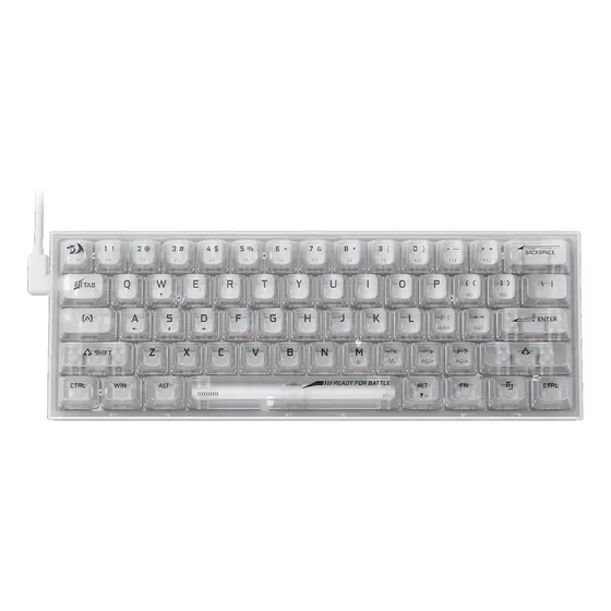 Teclado Gamer Redragon Fizz Rgb K617ct Transparente 60% Us Idioma Inglés US