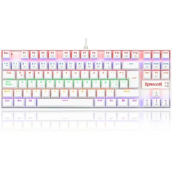 Teclado Gamer Redragon Kumara K552 Rainbow Blanco Red Sp F Idioma Español Latinoamérica