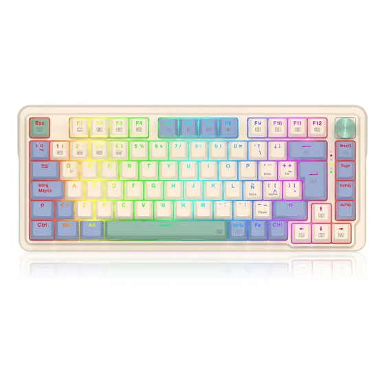 Teclado Inalámbrico Redragon 75% Ucal pro K673-CPG, Gasket mount triple conexión