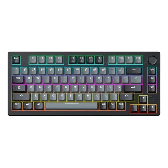 Teclado Mecanico Gamer Dareu Ek75 Cableado Rainbow Backlight Gris Y Negro Inglés Us