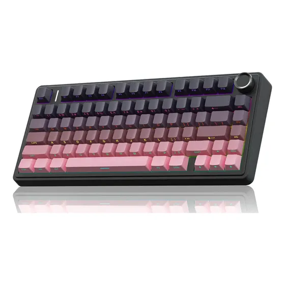 Teclado Mecánico Inalámbrico Aula F75 Pro Rgb Impresión Lateral Inglés Us (75%) Color Rosa+Negro
