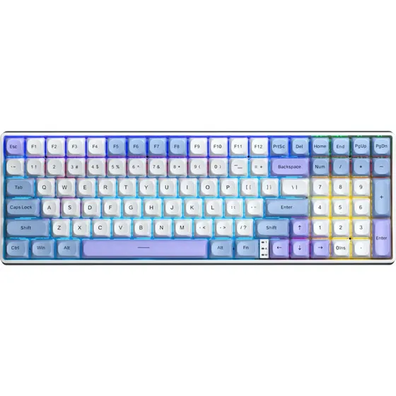 Teclado Mecanico Inalámbrico Aula S100 Pro 95% Rainbow Rgb Trimodo Inglés Sw Red Color Blanco Celeste Violeta