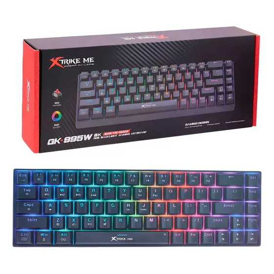 Teclado Mecánico Inalámbrico Gamer Rgb Xtrike Me Gk-995w Bk