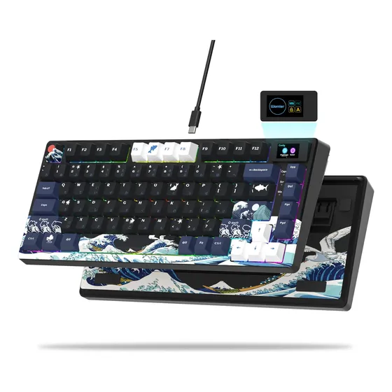 Teclado Mecánico Para Juegos Womier Sk80 Rgb Negro Negro Inglés Us