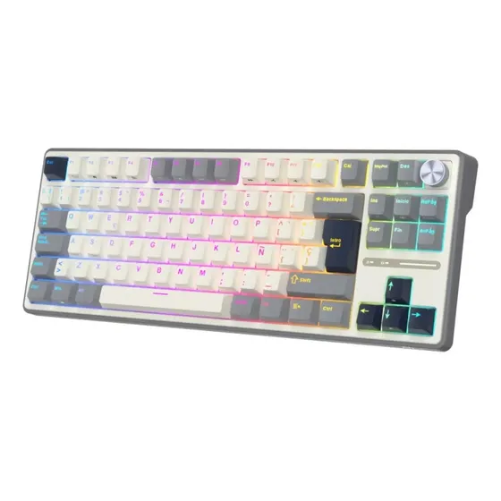 Teclado Mecánico Rk R87pro Half Grey 80% Español Royal Kludge RGB