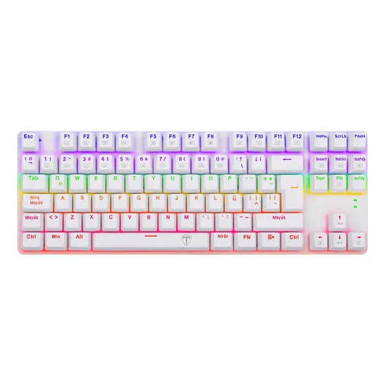 Teclado Mecánico T-Dagger Bora Lite Blanco TKL Retroiluminado Rainbow Red
