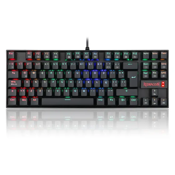 Teclado Redragon Kumara QWERTY Outemu Red español latinoamericano color negro con luz RGB