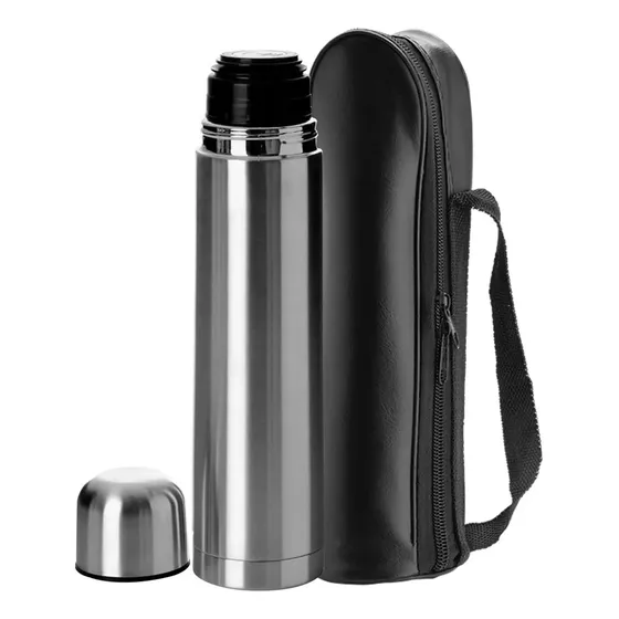 Termo Bala Acero Inoxidable LIBERCAM TAI-100 Doble Capa Termica 1 Litro Estuche Color Plateado