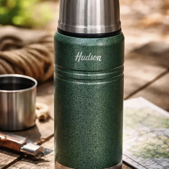 Termo De 500ml Acero Pulido Acabado Verde Hudson Verde Musgo