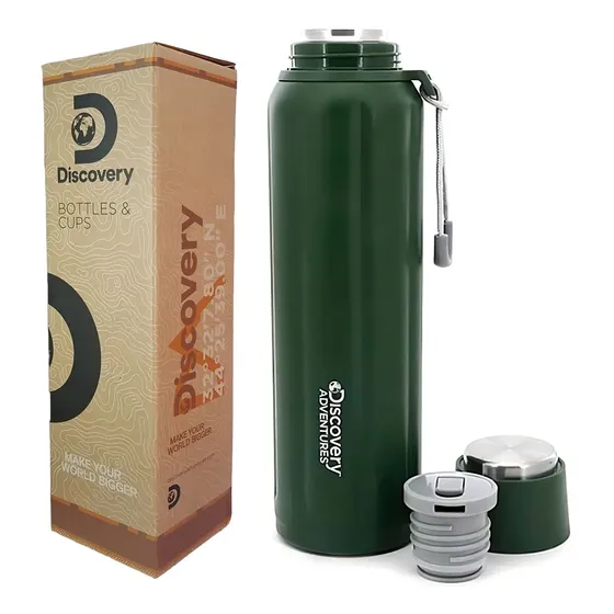 Termo Discovery Verde Acero Inoxidable - Doble Capa Frio Calor Mate Agua 750ml
