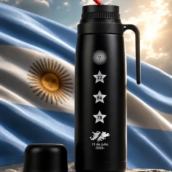 Termo Malvinas 3 Estrellas Sol Argentina Media Manija Pico