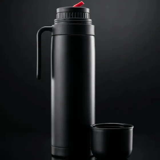 Termo Negro Media Manija 1 Litro Acero Inox Pico Matero Cebador Sunlight