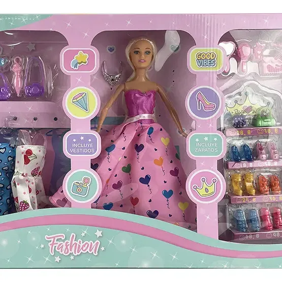 Tiny Fantasy Fashion Muñeca Con Vestidos Y Zapatos 53475