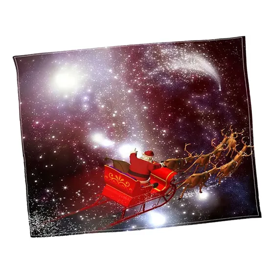 Trineo Con Estampado Navideño De Franela Sherpa, 150 X 200 C
