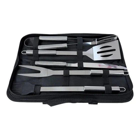 Utensilios Parrilla 5 Piezas Mango Largo Acero Inoxidable