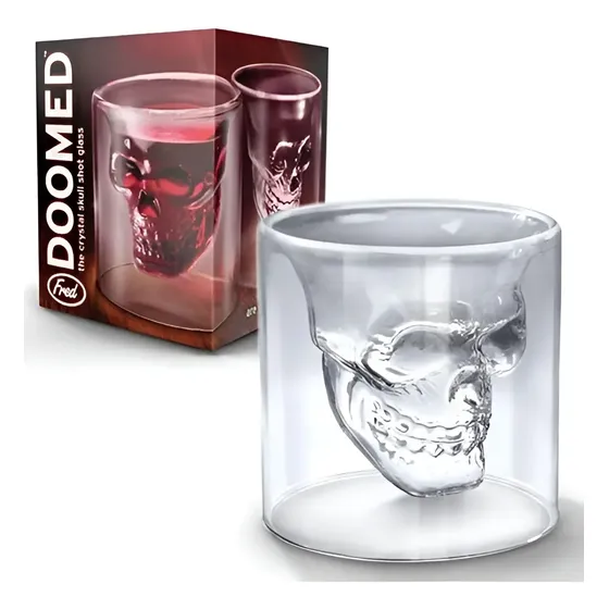 Vaso Calavera Cristal Whisky 75 Ml De Vidrio 7 Cm Color Transparente
