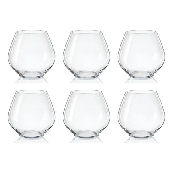 Vaso Copón Cristal Bohemia 580ml Set X6 Amoroso para Vino y Tragos