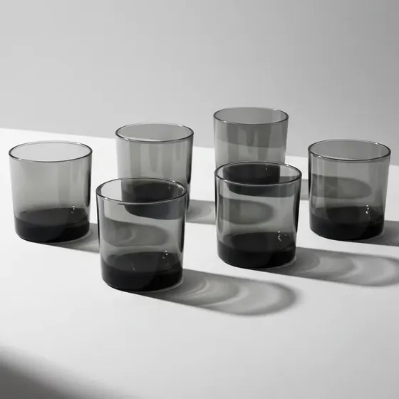 Vaso Vidrio Tennesse Negro Fume Traslucido X6 Ideal Velas
