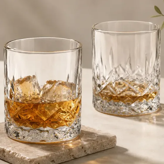 Vasos Labrados De Vidrio Para Whisky 300 Ml Set X6