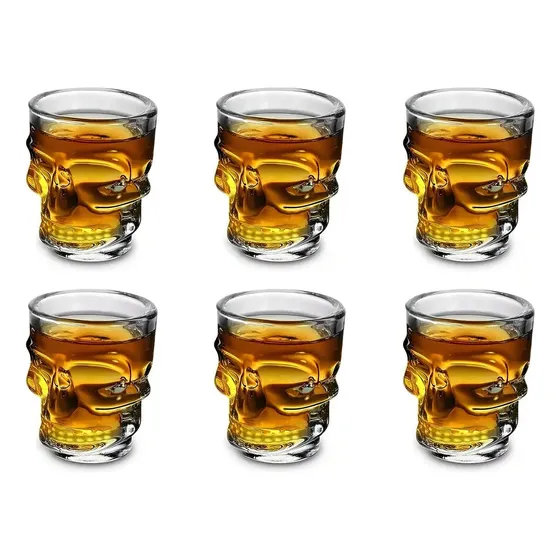 Vasos Tequila Shot Chupitos X 6 Aperitivos Whisky Calavera Color Transparente