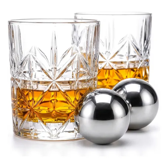 Vasos Whisky Vidrio X2 + Cubos Hielo Acero Reutilizables Eco
