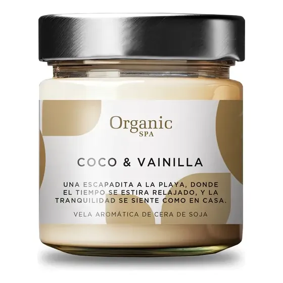 Vela Aromática Joy Coco Vainilla Organic Spa Blanco Vela Joy Coco & Vainilla