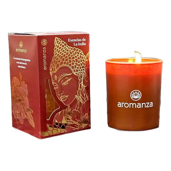 Vela Aromática Premium Aromanza X1 Unidad Color Marrón Fragancia Esencia De La India