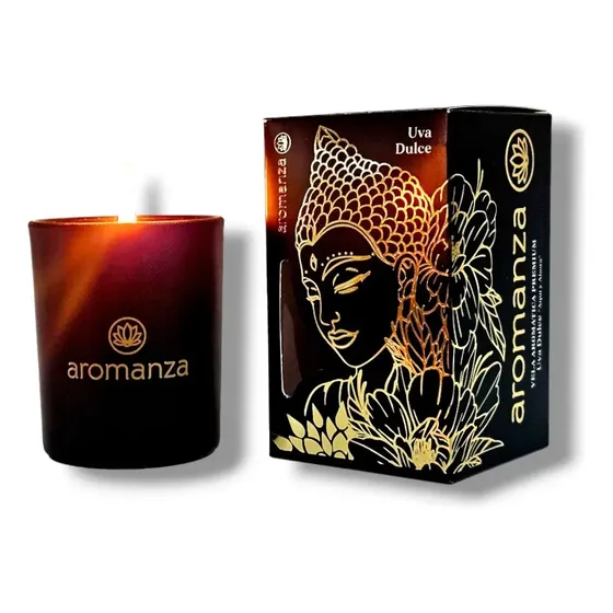 Vela Aromática Premium Aromanza X1 Unidad Color Negro Fragancia Uva Dulce