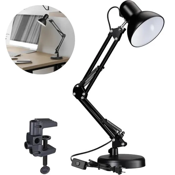 Velador Lampara De Mesa Escritorio Luz Moderno Articulado Negro Trafolec Regulable