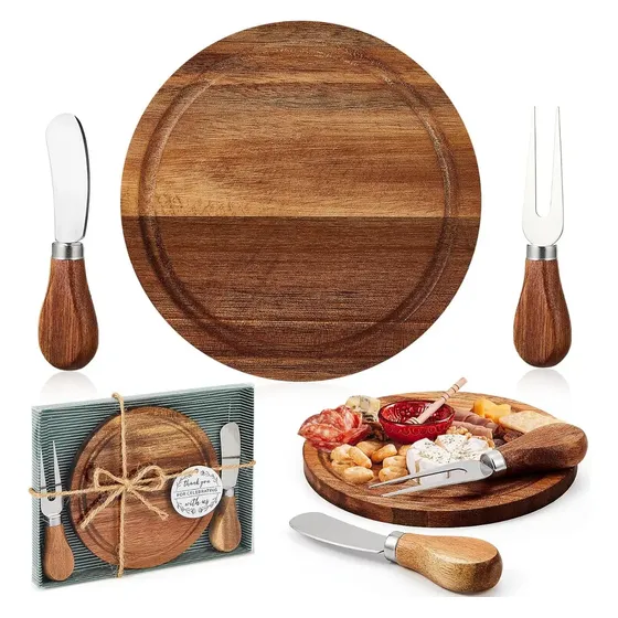 Wz Set Tablas Quesos Redondas Con Cuchillos Wz